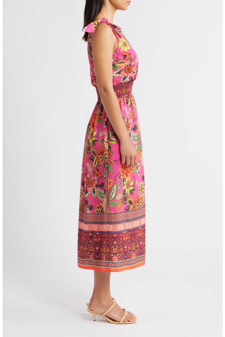 Smocked Waist Midi Sundress, Alternate, color, PINK MULTI