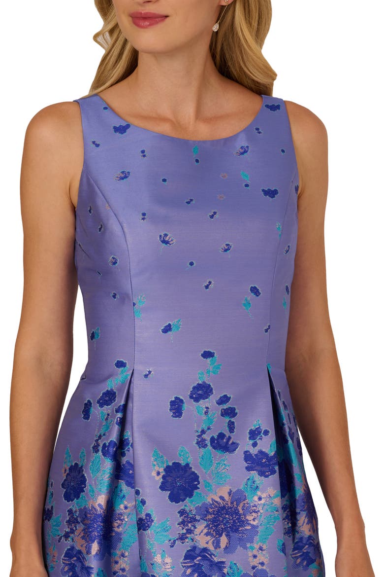 Floral Jacquard Fit & Flare Dress, Alternate, color, BLUE MULTI