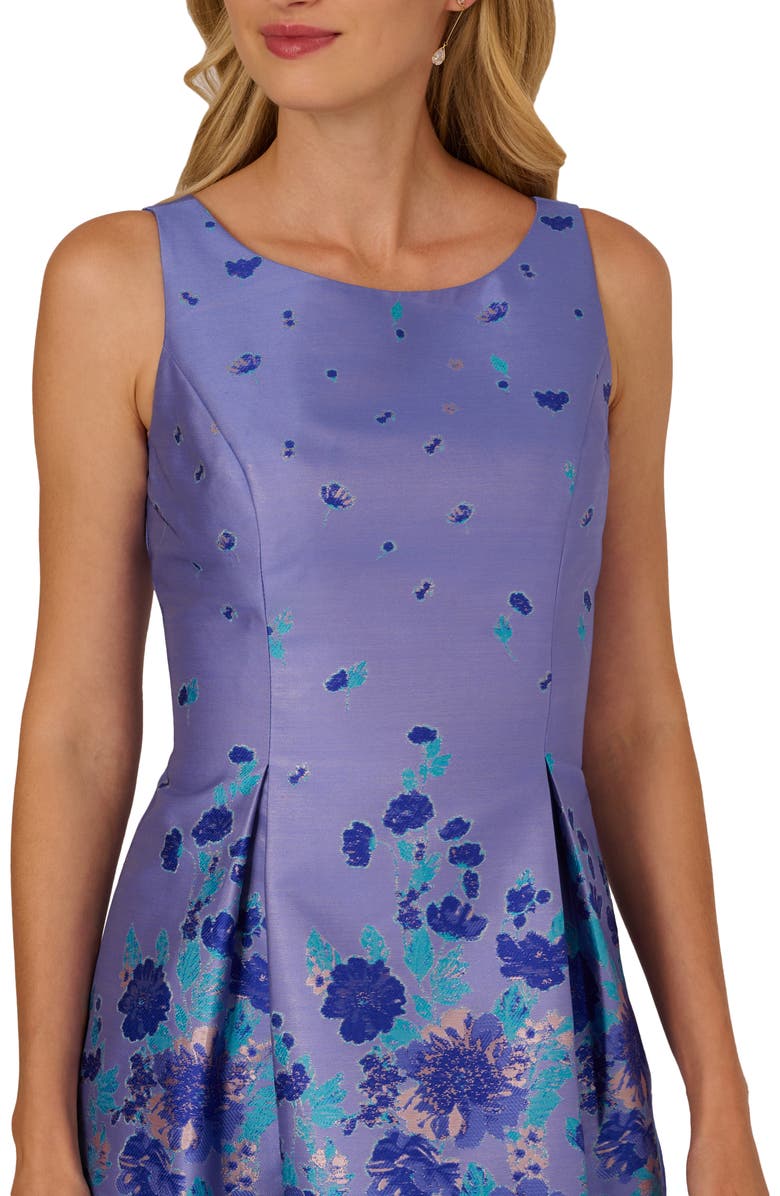 Adrianna Papell Floral Jacquard Fit & Flare Dress, Alternate, color, Blue Multi