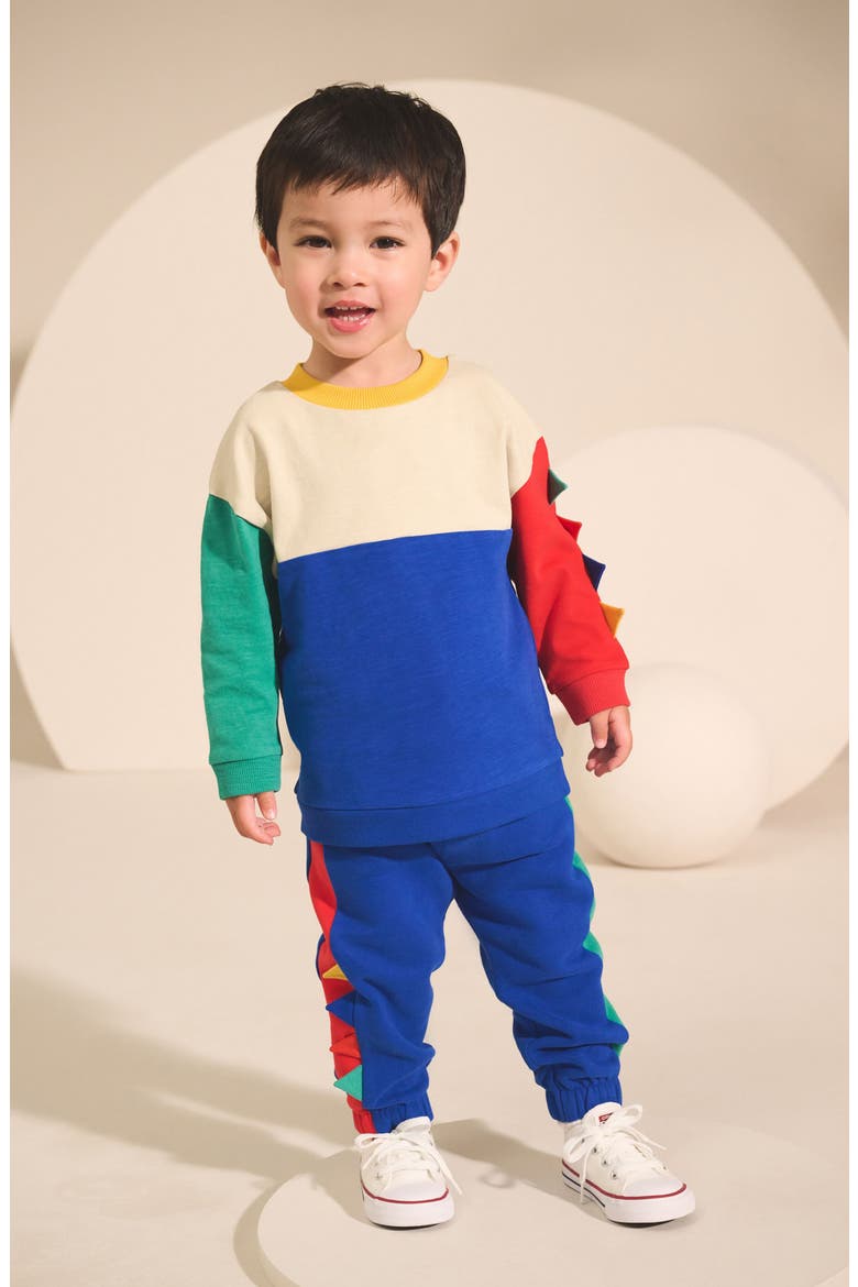 Kids' Colorblock Dinosaur Sweatshirt & Joggers Set, Alternate, color, MULTI