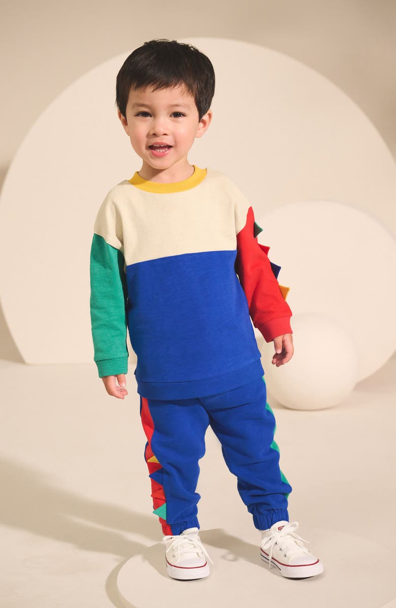 NEXT Kids' Colorblock Dinosaur Sweatshirt & Joggers Set, Alternate, color, Multi