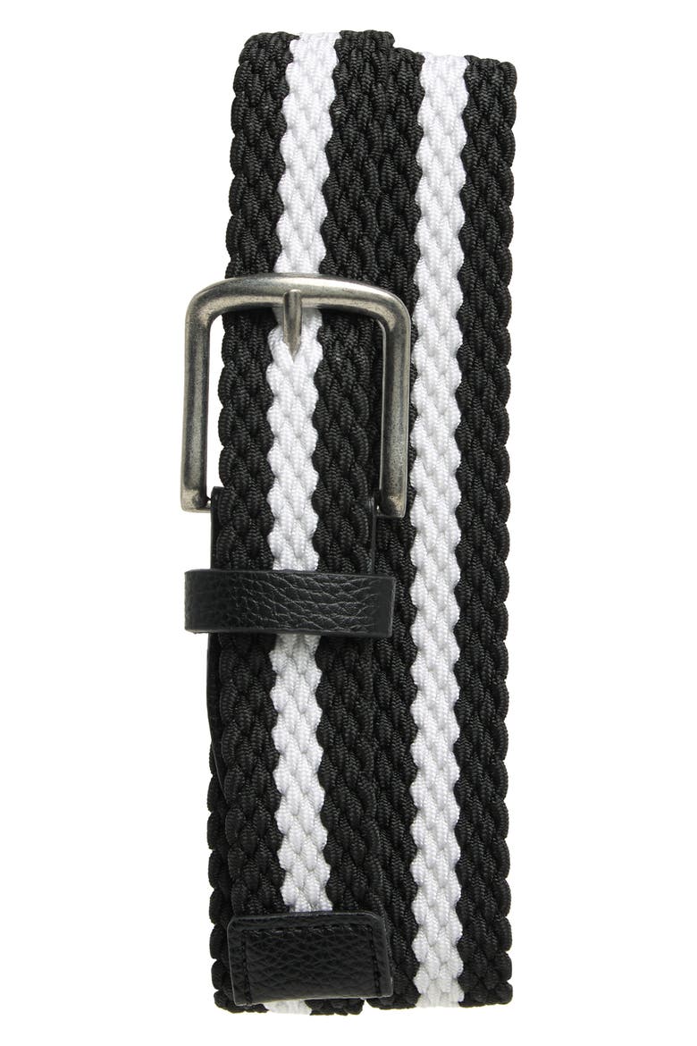 Woven Stripe Belt, Main, color, BLACK COMBO
