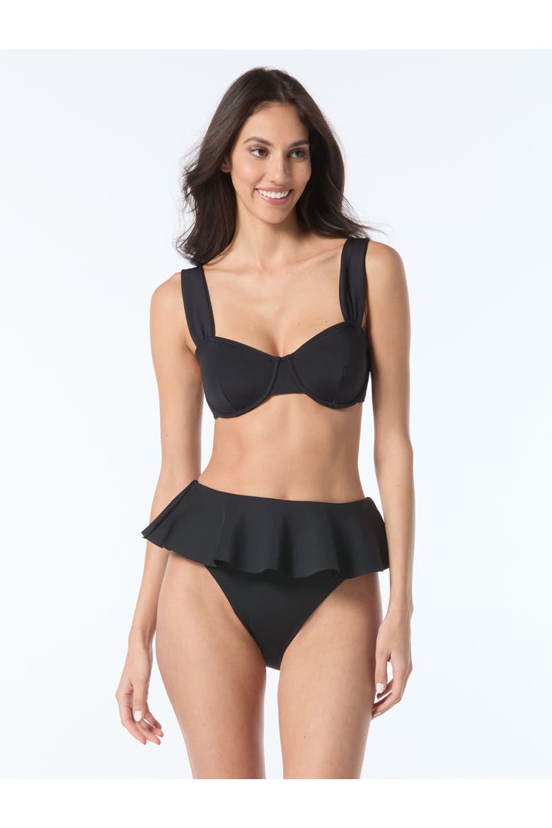 Scuba Knit Underwire Bra Swim Top, Main, color, Black