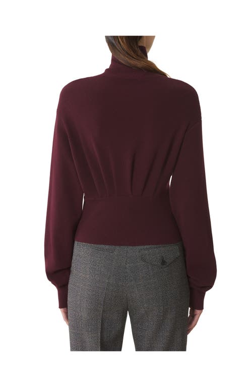 Lanvin Burgundy Knit Wool-cashmere Sweater With Asymmetrical Hem In Brown