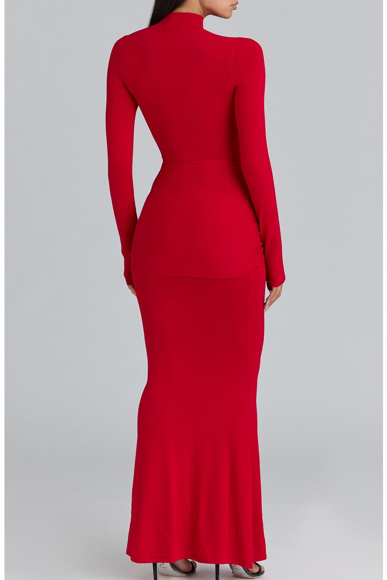 Imogen Drape Mermaid Gown, Alternate, color, SCARLET RED