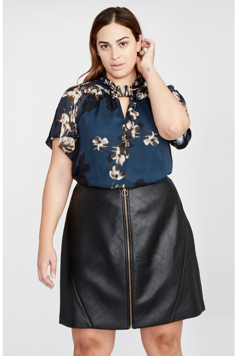 Faux Leather Miniskirt, Alternate, color, BLACK