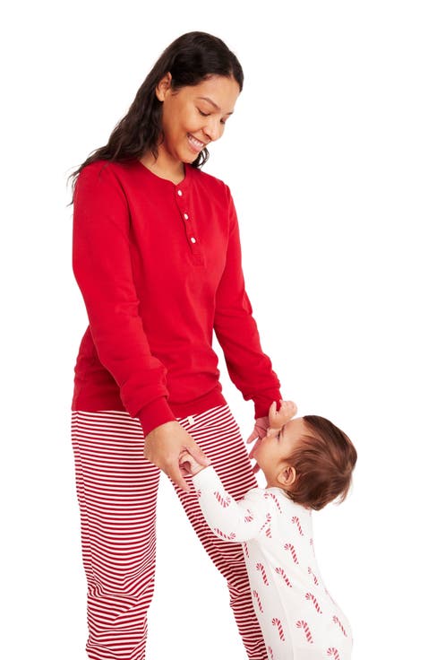 Unisex Fit Organic Long Sleeve Henley Pj Top