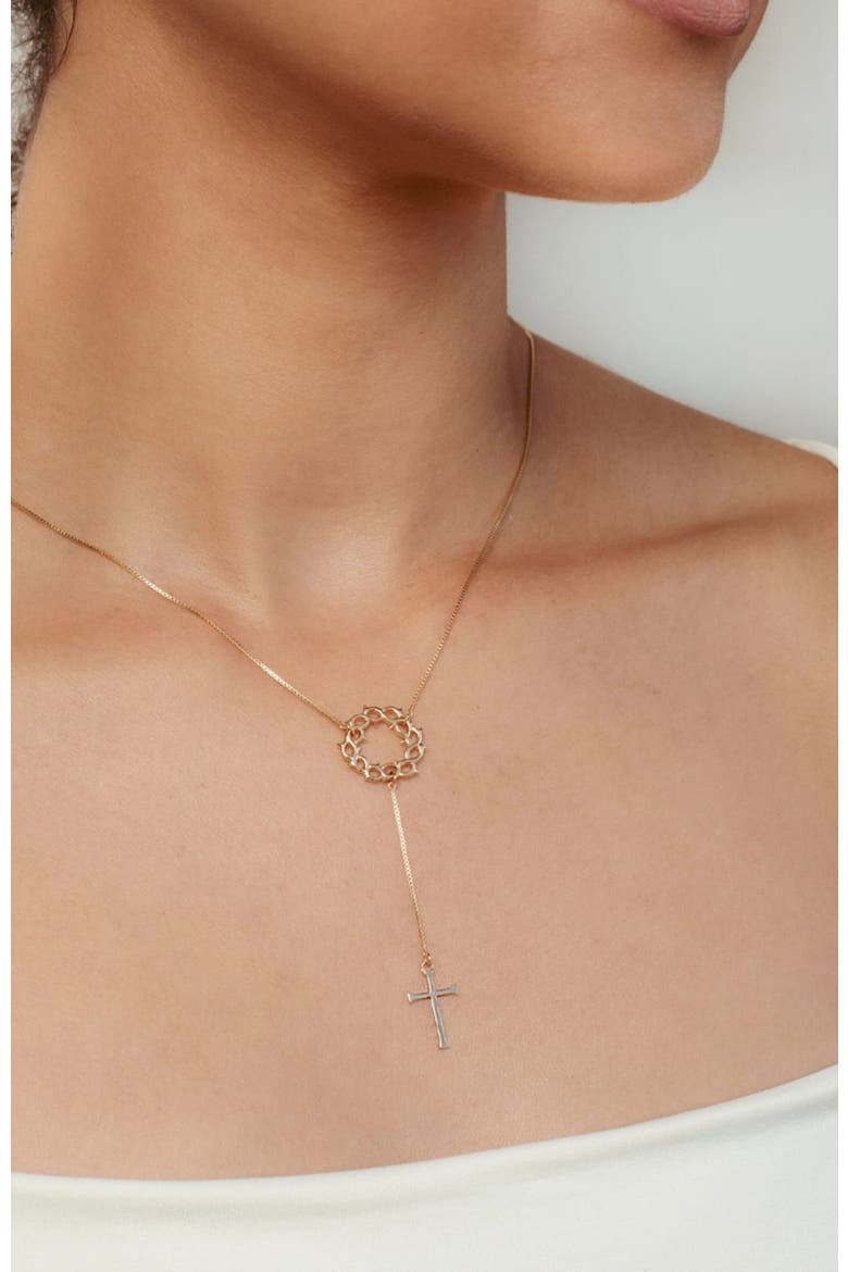 Crown Of Thorns Y Necklace, Alternate, color, 18k Gold Plated