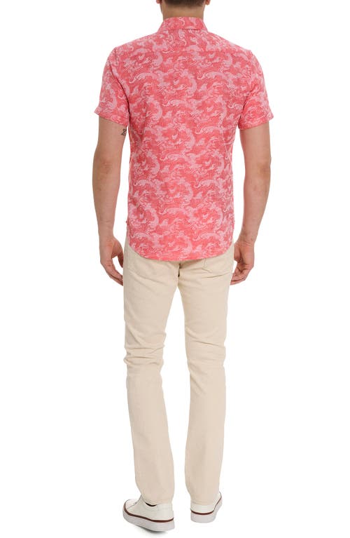 Robert Graham Poseidon Classic Fit Linen-blend Shirt In Coral