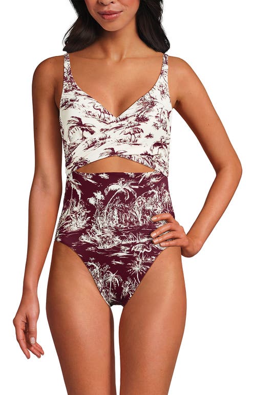 Shop Lands' End Wrap Monokini High Leg One Piece Swimsuit