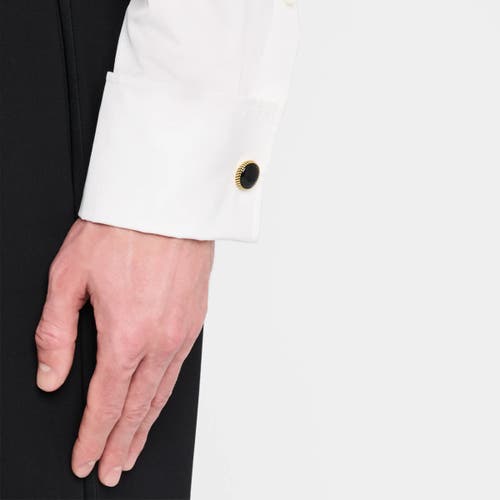 Link Up Round Cufflinks With Texture Border In Multi