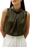 Lilysilk Women's Asymmetrical Sleeveless Cowl Neck Silk Top