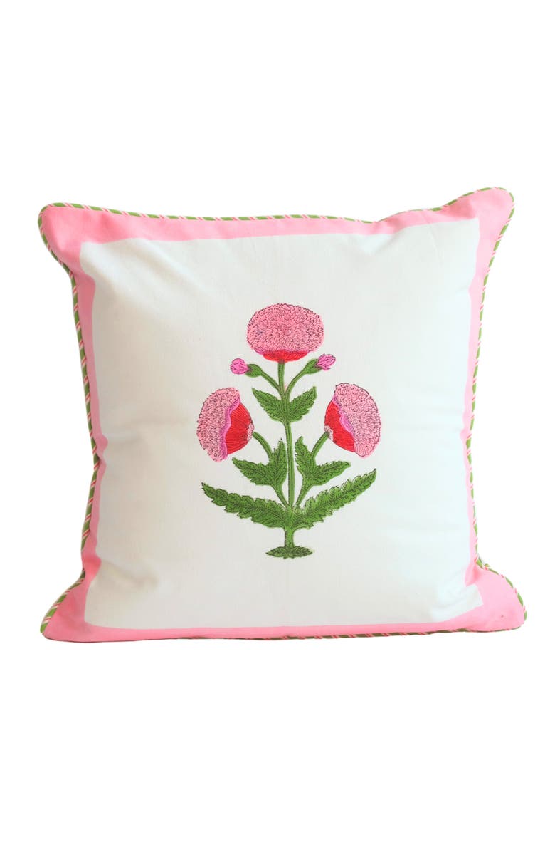 Inner Child Pink Poppy Blockprint Pillow - Cover + Insert, Main, color, Pink Poppy