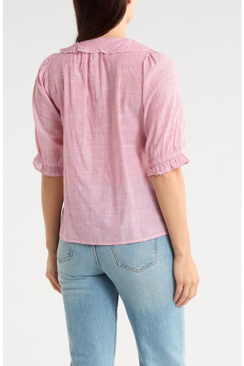 Ruffled Button-Up Shirt, Alternate, color, RED TULIP