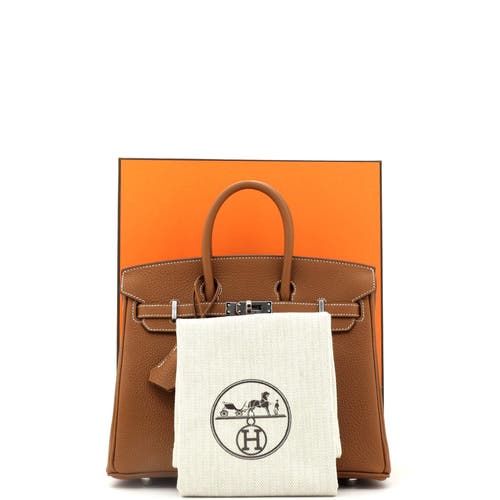 Pre-owned Hermes Hermes Birkin Handbag Brown Togo With Palladium Hardware 25 In Gold