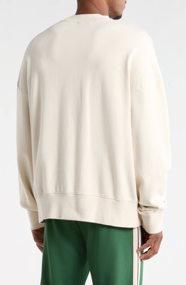 Palm Angels Logo Crewneck Sweater, Alternate, color, White/Black