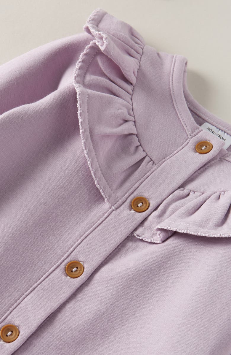 Nordstrom Ruffle Cozy Romper, Alternate, color, Purple Frost