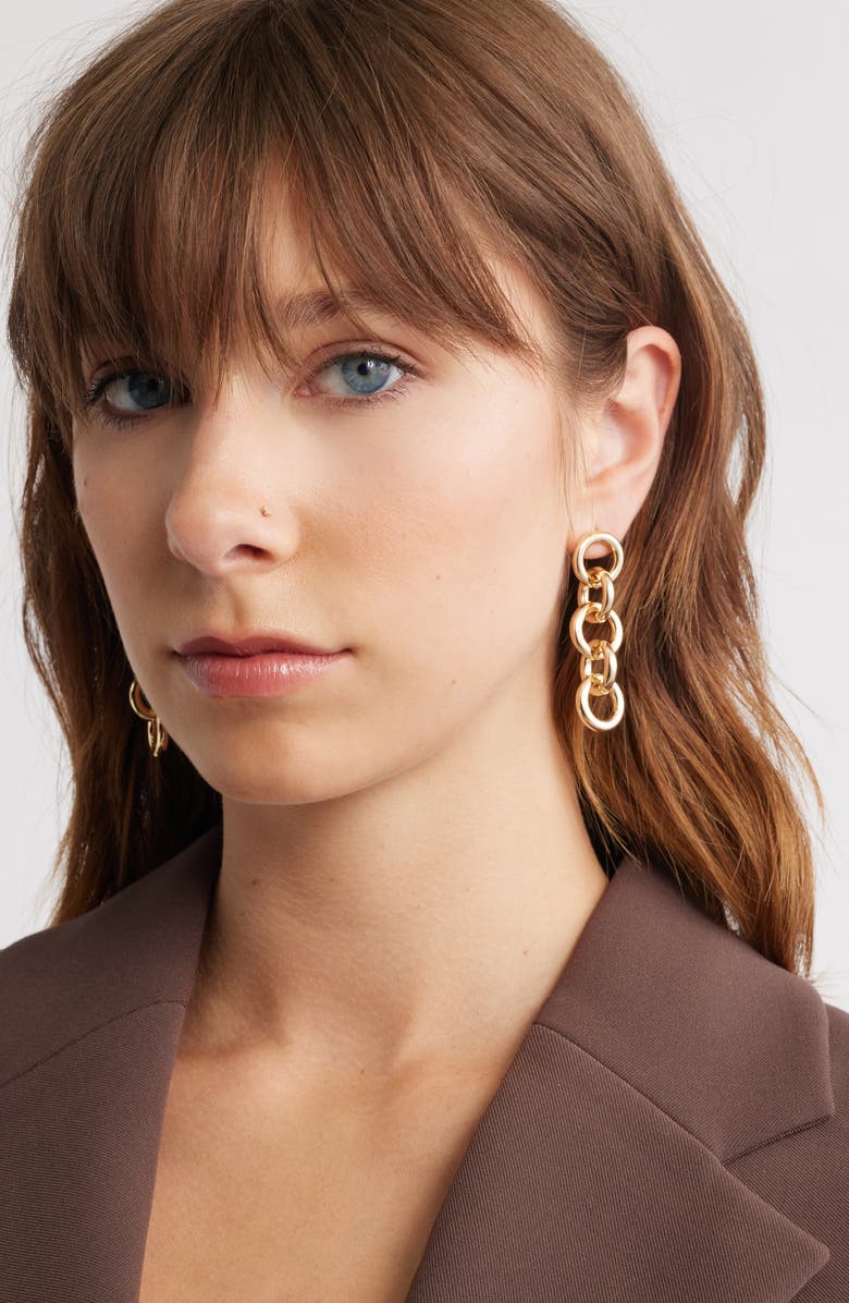 Open Edit Round Link Drop Earrings, Alternate, color, Gold