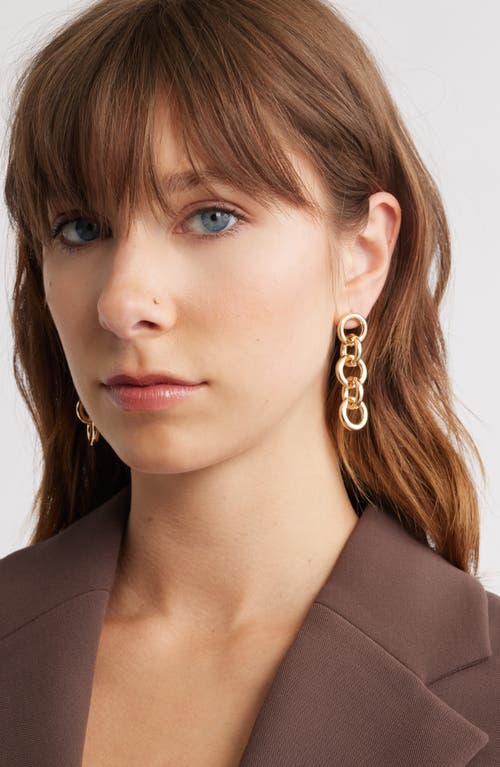 Open Edit Round Link Drop Earrings In Gold