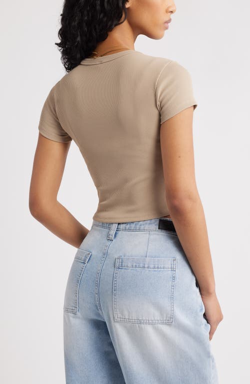 Bp. Compact Rib Crop Baby Tee In Brown