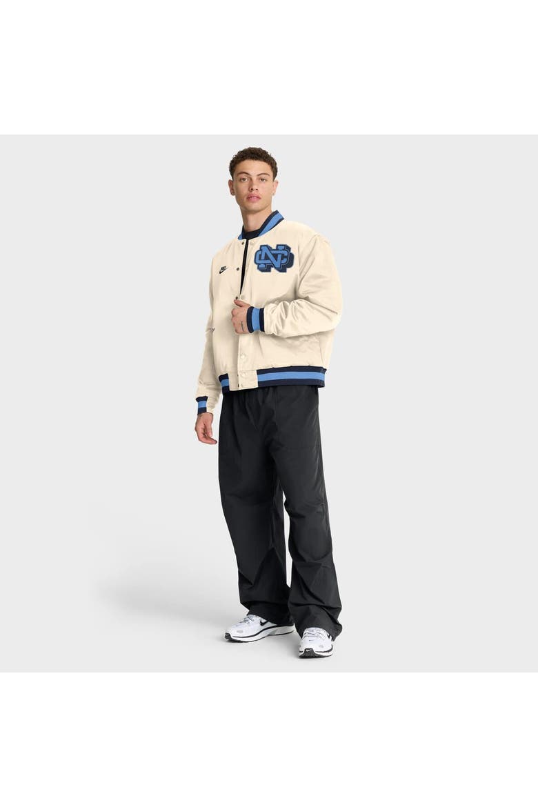 Men's Nike Tan North Carolina Tar Heels Legacy Full-Snap Bomber Jacket, Alternate, color, Tan
