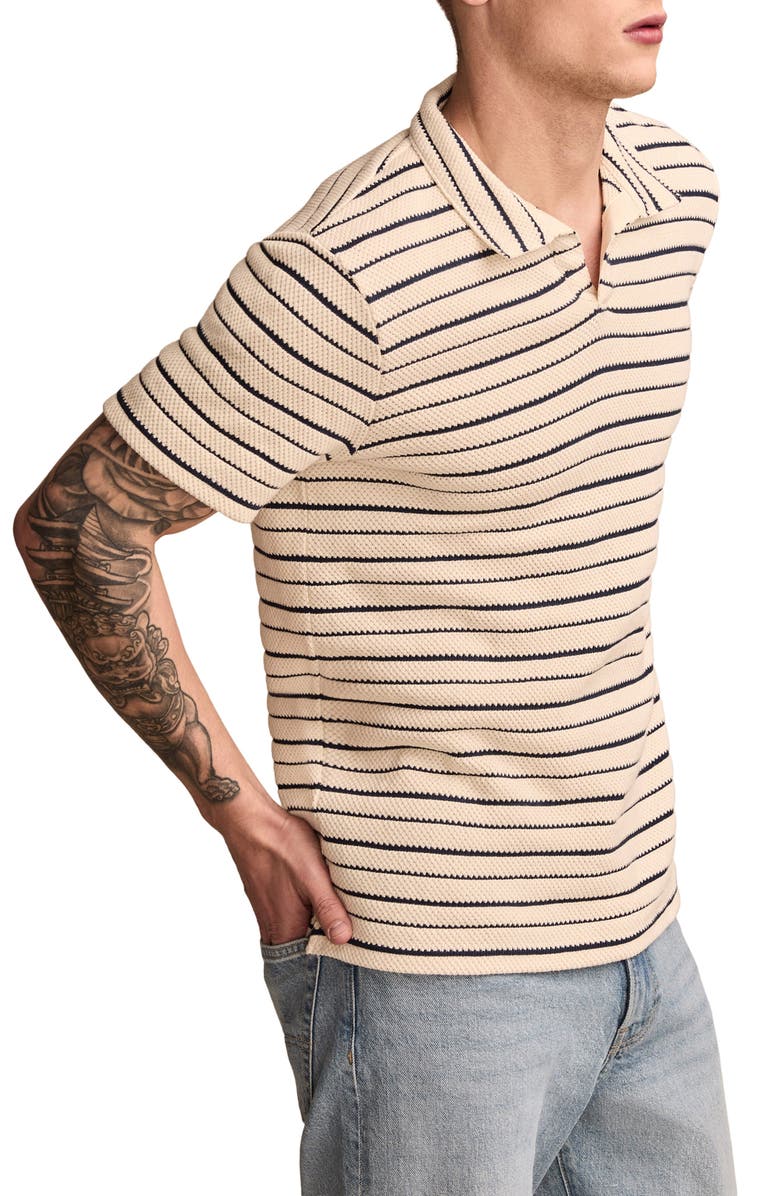 Lucky Brand Jacquard Stripe Johnny Collar Cotton Polo, Alternate, color, Beige Multi