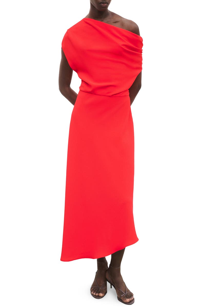 MANGO Asymmetric Midi Dress, Main, color, Red
