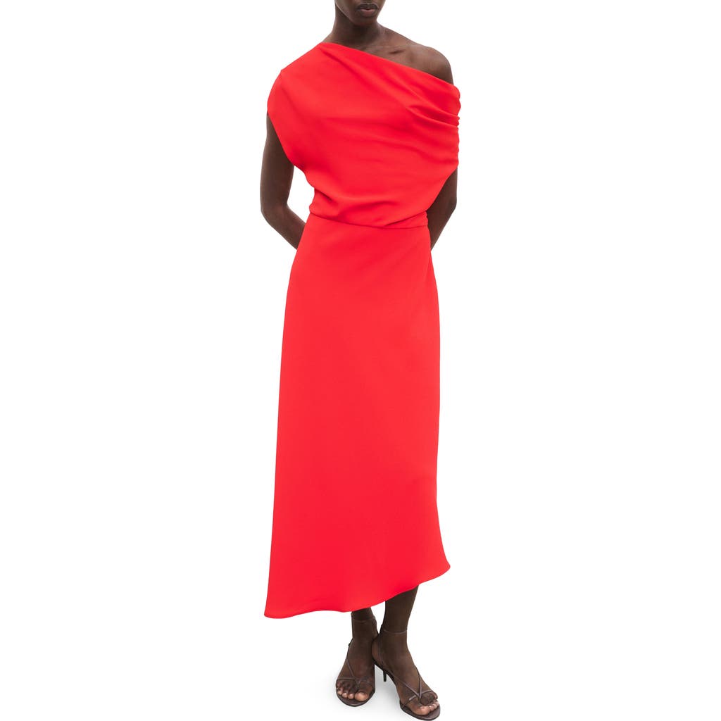 Mango Asymmetric Midi Dress In Red