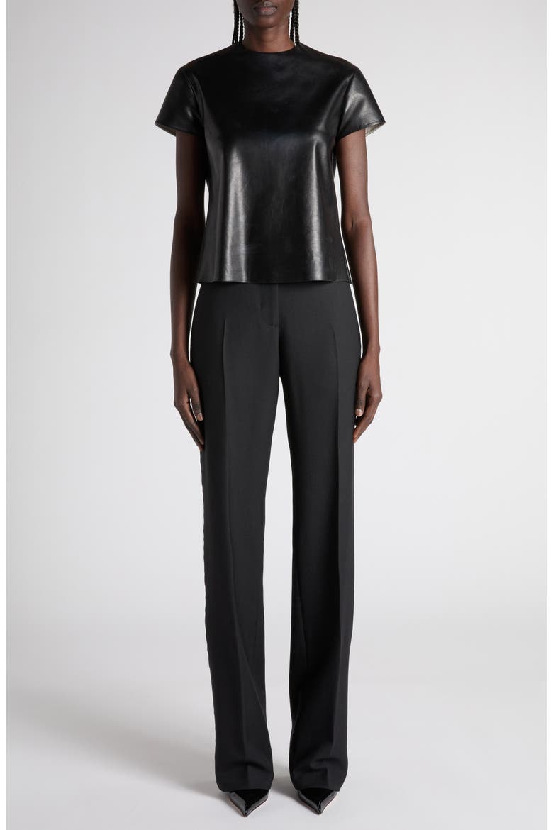 Leather T-Shirt, Alternate, color, BLACK