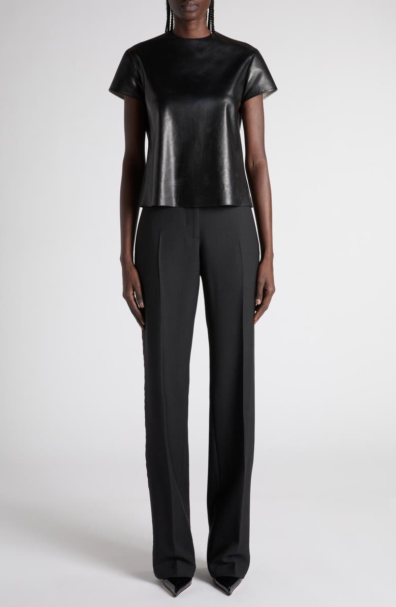 TOM FORD Leather T-Shirt, Alternate, color, Black