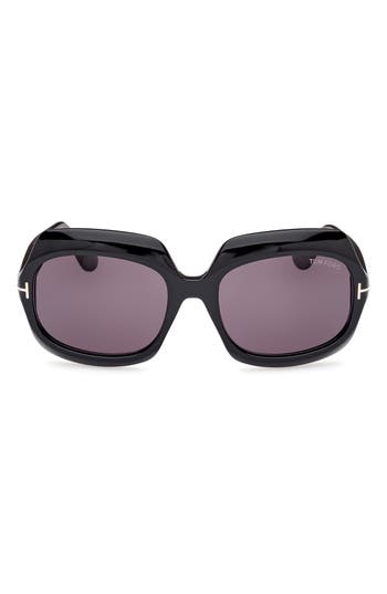 Tom Ford Eyewear Ren Oversized Frame Sunglasses In Black
