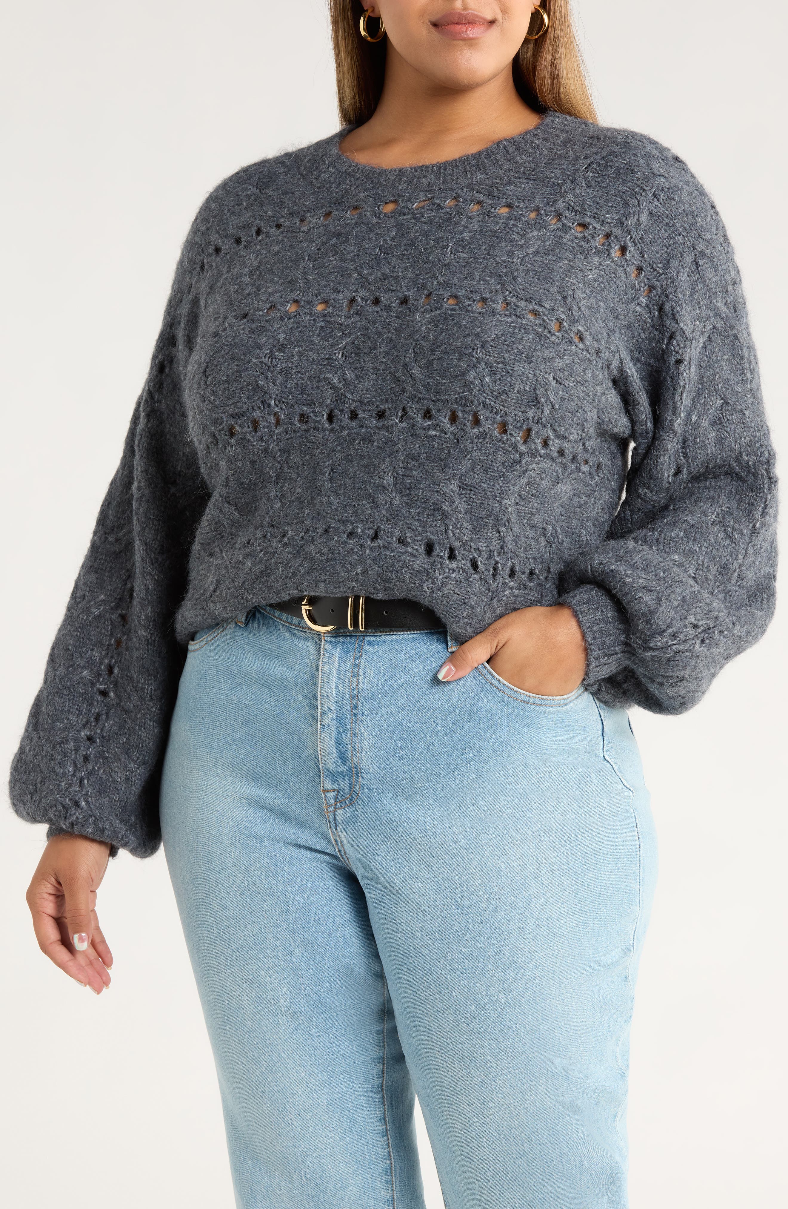 Treasure & Bond Cable Crewneck Sweater