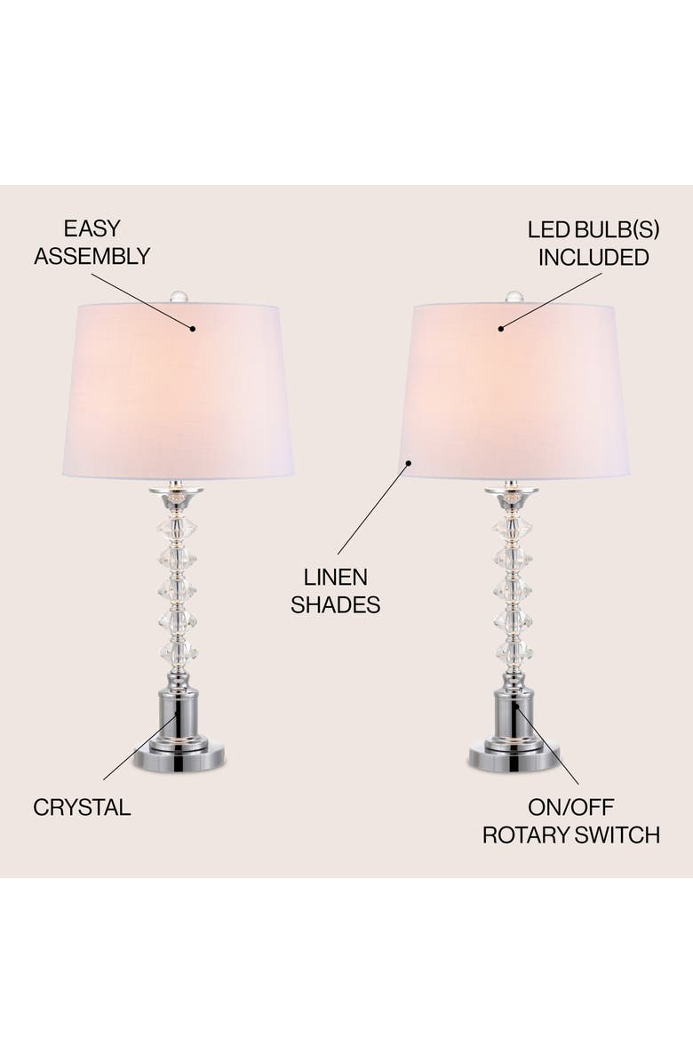 JONATHAN Y Kinsley 28" Crystal LED Table Lamp, Clear/Chrome, Alternate, color, Clear/Chrome