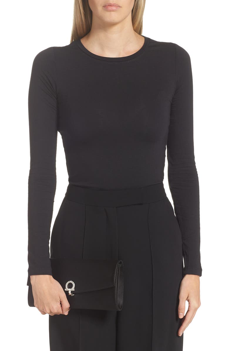 FERRAGAMO Crystal Embellished Gancio Clip Satin Clutch, Alternate, color,