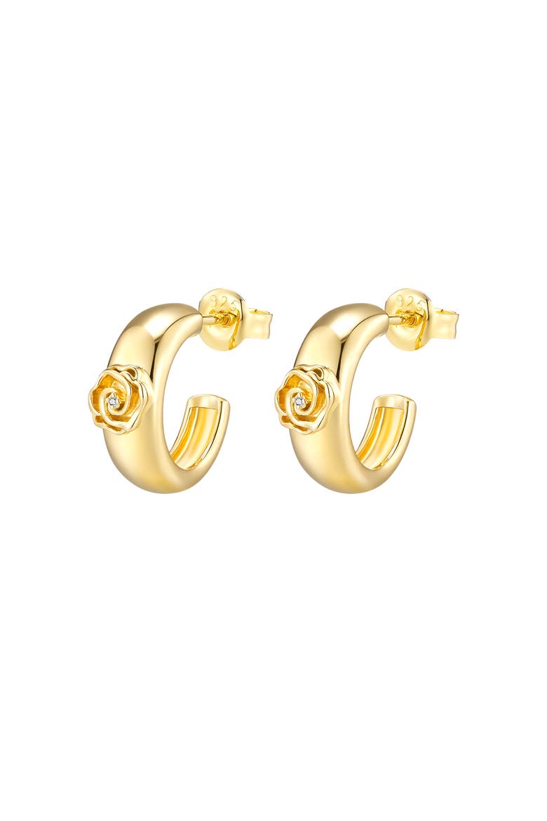 Rosie Diamond Hoops | 2 natural diamonds | 925 Sterling Silver | Earrings | Hoop | Yellow 18k-Gold Plated, Main, color, Rosie