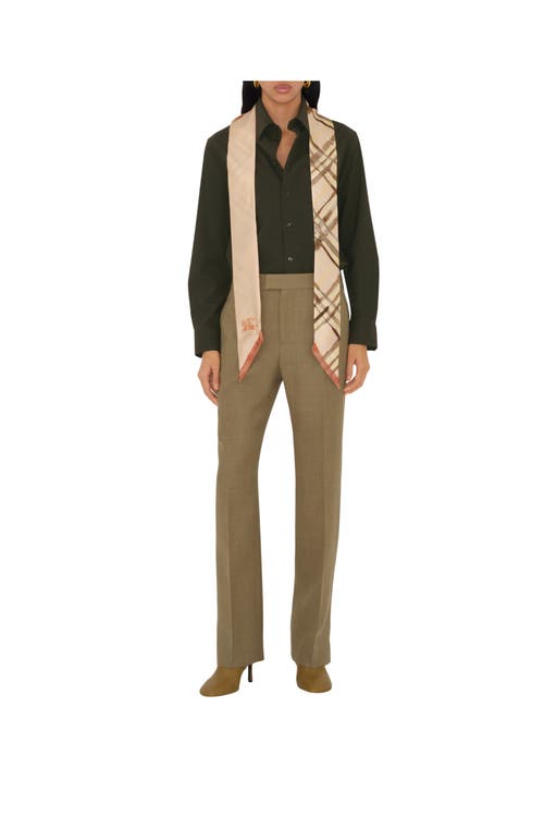 Burberry Skinny Reversible Check Silk Scarf In Teacup