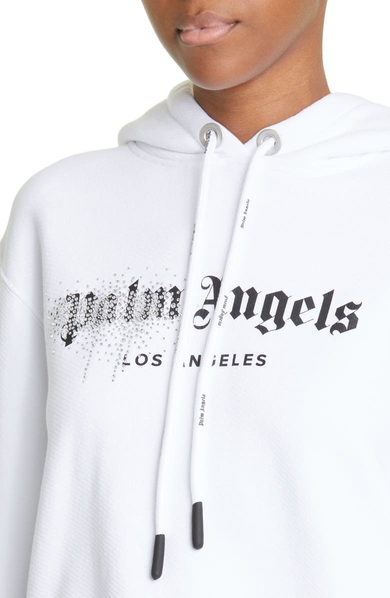 Palm Angels Crystal Spray Logo Graphic Hoodie, Alternate, color,