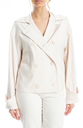 Max Studio Twill Double Breasted Jacket In White