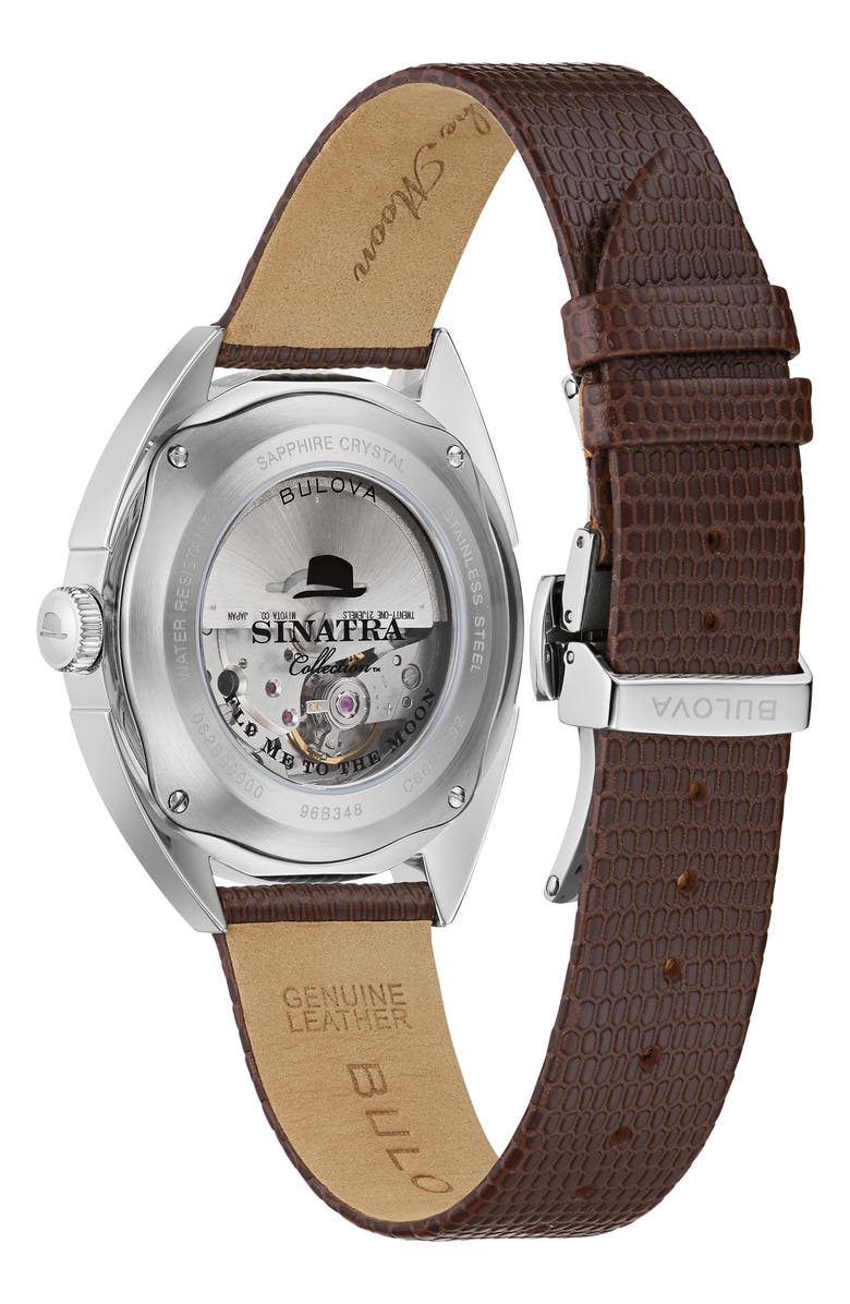 BULOVA Frank Sinatra Fly Me to the Moon Leather Strap, 39mm, Alternate, color,