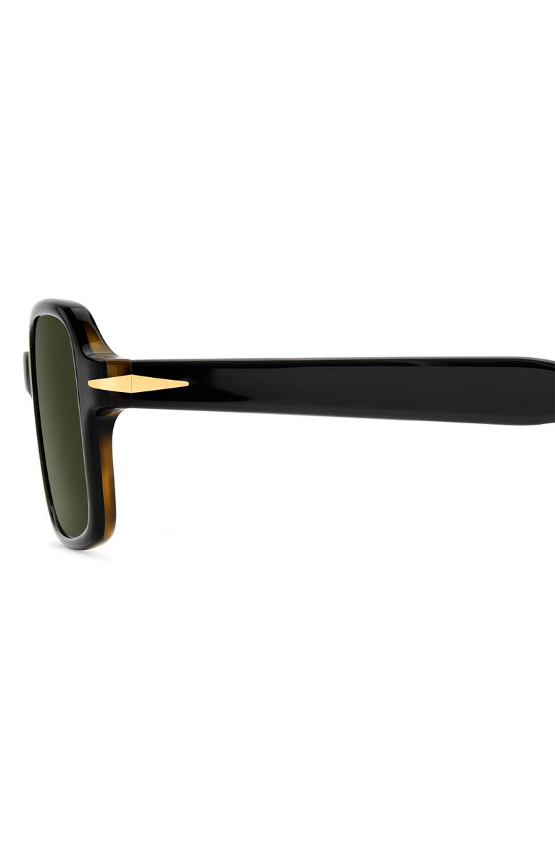 David Beckham Eyewear 51mm Rectangular Sunglasses, Alternate, color, Black Havana/ Green