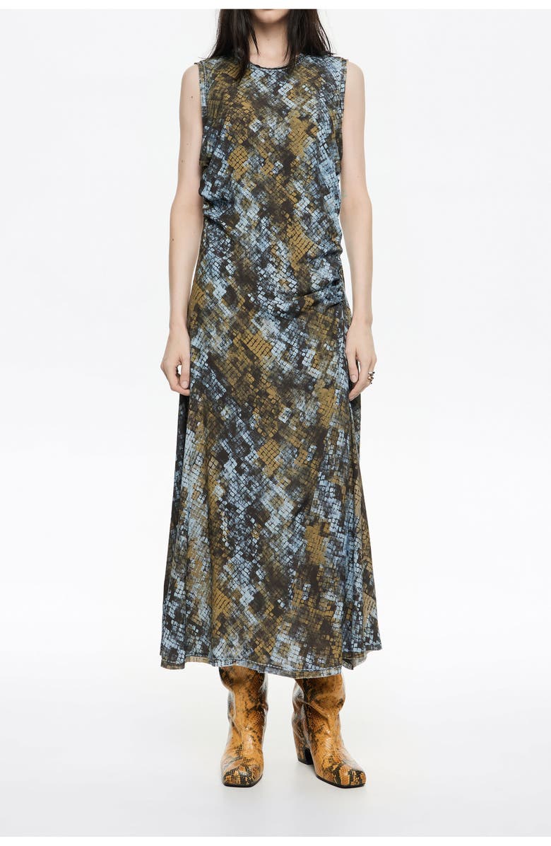 Bimba y Lola Snake Ruched Dress, Main, color, Snake Khaki