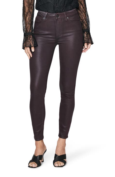 Hoxton Coated High Waist Ankle Skinny Jeans (Black Cherry Luxe Coating)