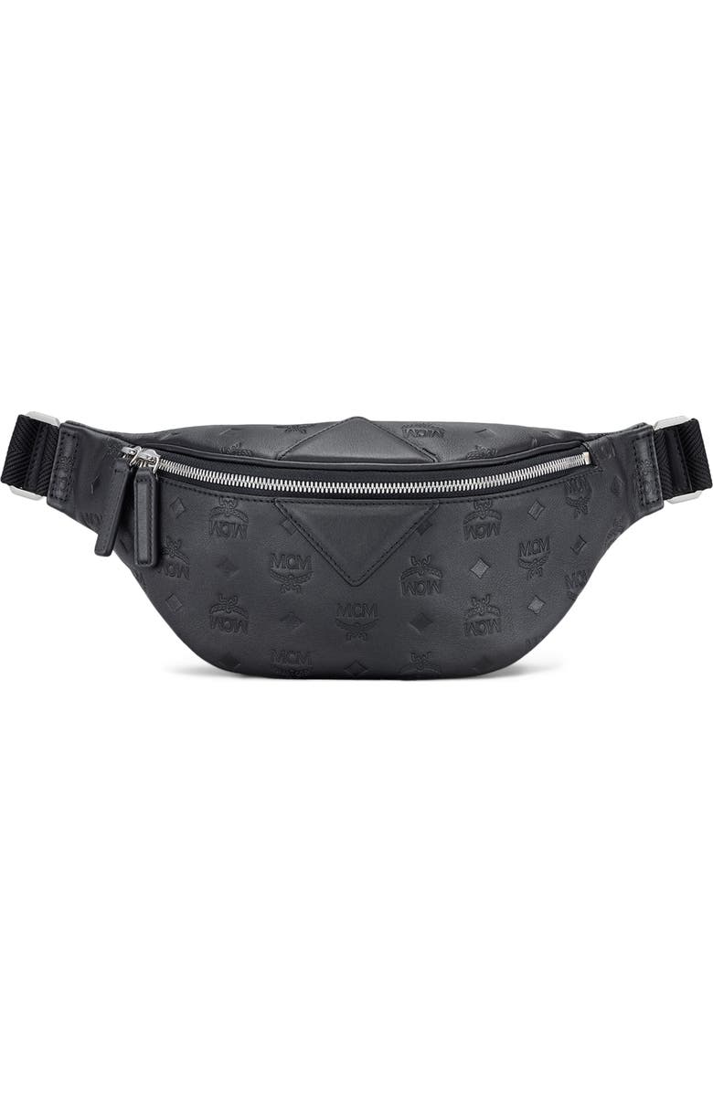 MCM Fursten Monogram Embossed Leather Belt Bag, Main, color,