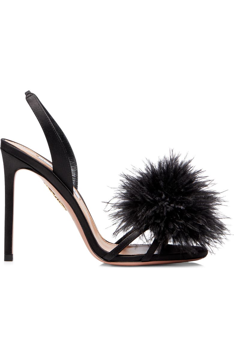 Aquazzura Boudoir Ostrich Feather Sandal, Alternate, color,