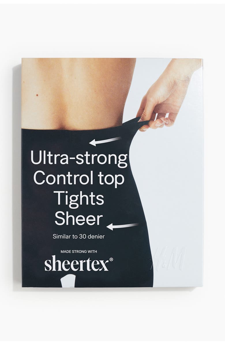 H&M Sheertex<sup>®</sup> Ultra-strong Control-top Sheer Tights, Main, color, Black