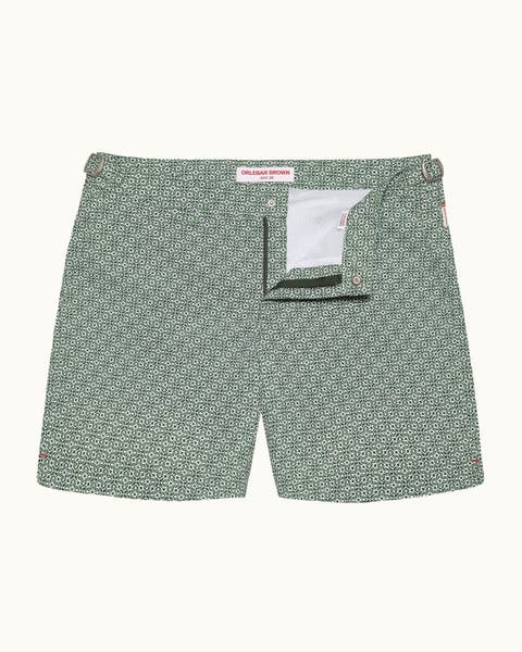 Bulldog Mid-Length Classic Fit Swim Shorts With Portico Print