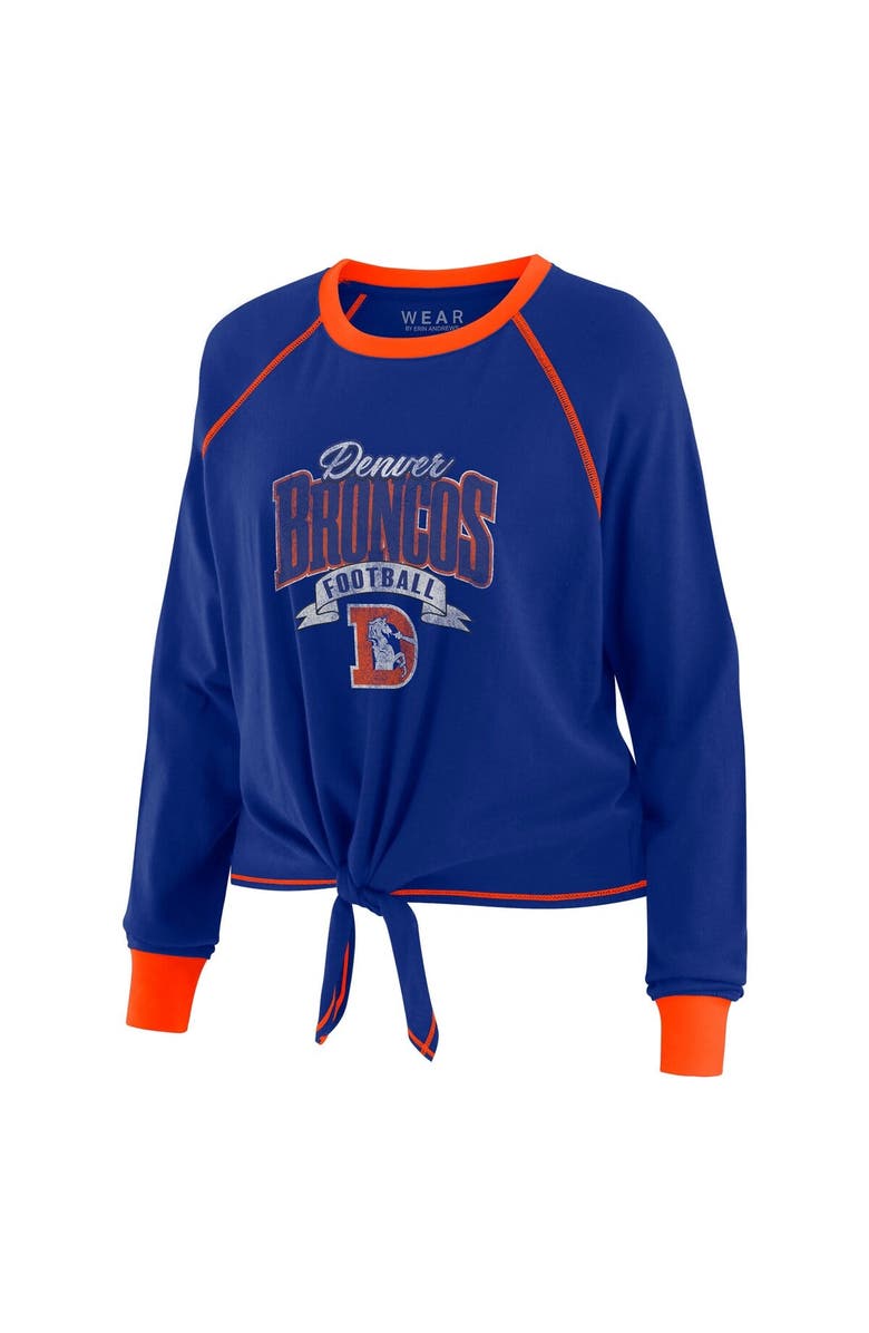 WEAR by Erin Andrews Women's WEAR by Erin Andrews Royal/Orange Denver Broncos Tie-Front Long Sleeve Top, Alternate, color, Royal