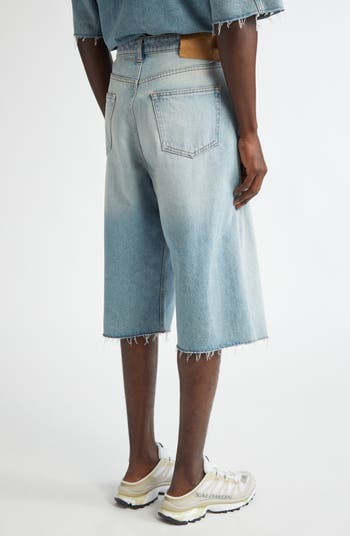 MM6 Maison Margiela Fray Hem Drawstring Denim Bermuda Shorts