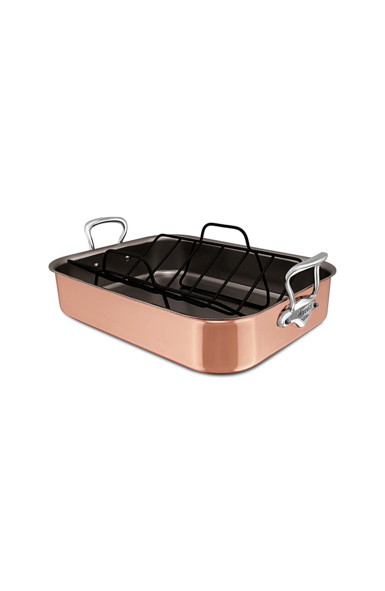 Mauviel M'150s Copper Tri-Ply Roasting Pan with Rack, 15.7 x 11.8-Inch, Alternate, color, Copper