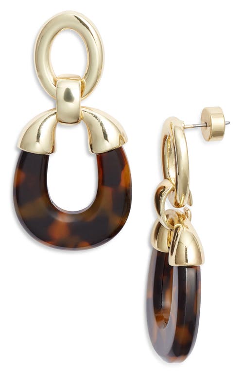 Shop Nordstrom Capped Frontal Hoop Drop Earrings In Tortoise- Gold